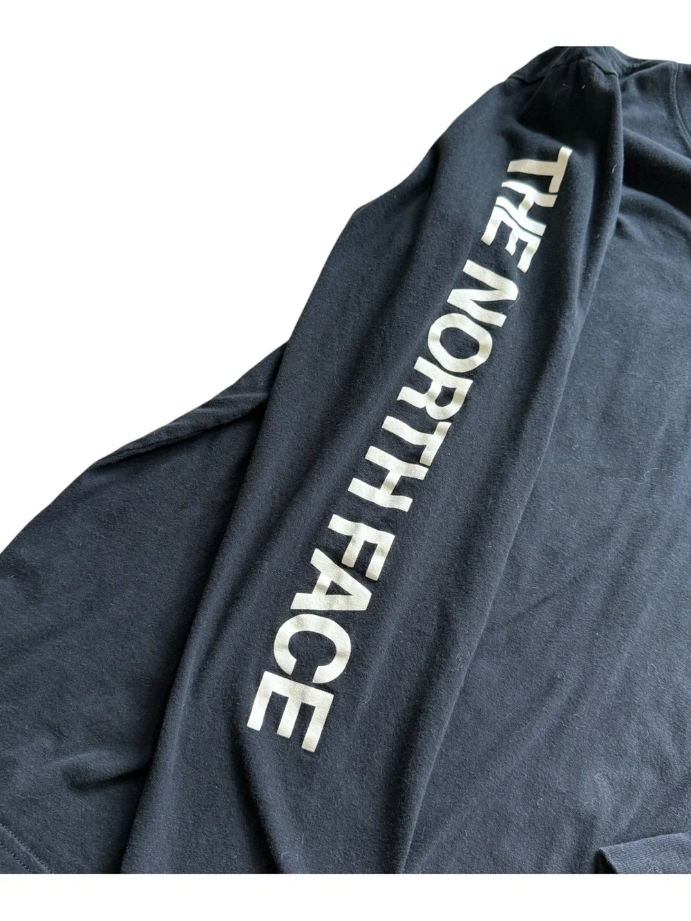 The North Face Black Logo Sleeve Graphic Long Sleeve Cotton Shirt M Activewear